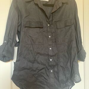 Aritzia Babaton Black Button-Up Shirt